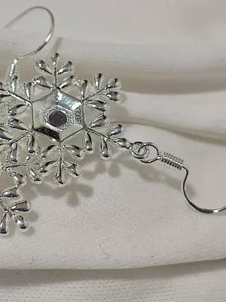 Pendientes Copo Nieve Plata Morado