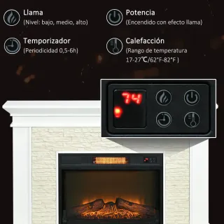 Chimenea Eléctrica Calefacción 1800W