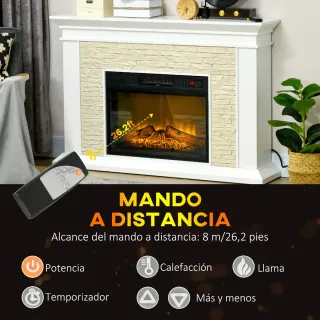 Chimenea Eléctrica Calefacción 1800W