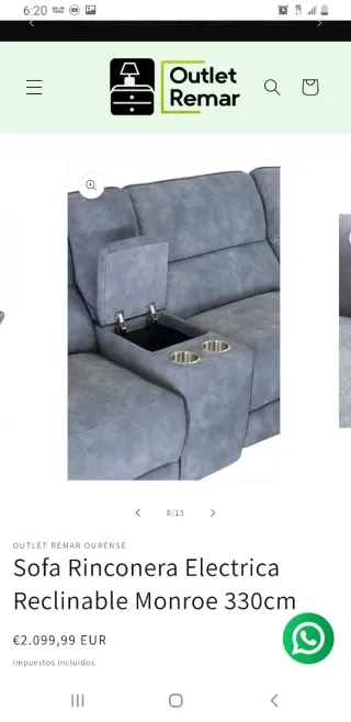 Sofá Rinconera Eléctrica Monroe 330cm