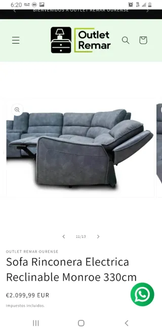 Sofá Rinconera Eléctrica Monroe 330cm