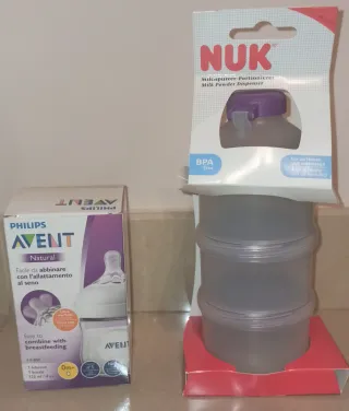 Biberón Philips Avent y Dosificador NUK