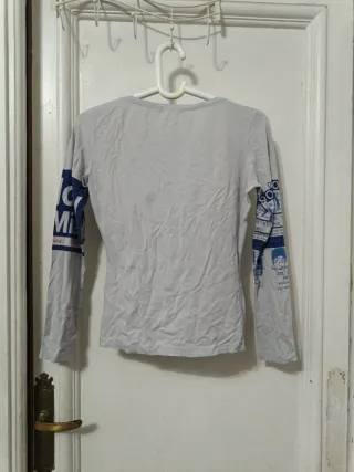 Camiseta manga larga gris/azul hombre