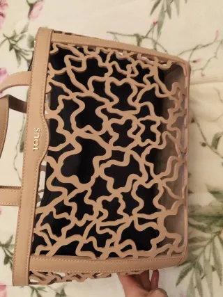 Bolso de mano de Tous rosa palo y negro