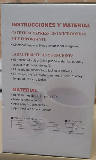 Cafetera Plástico Microondas 6 Tazas
