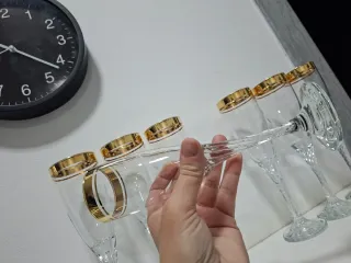 Copas de cristal con filo de oro