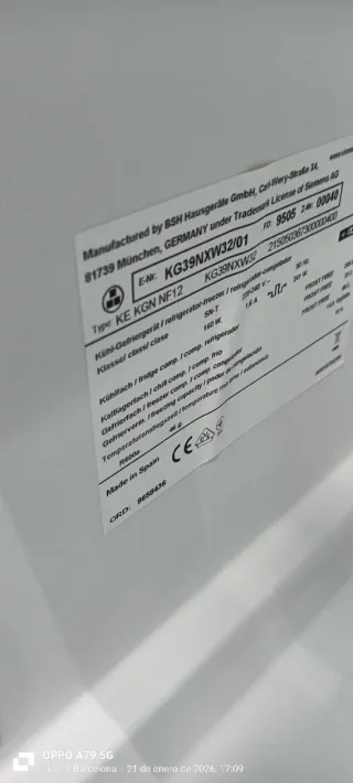 NEVERA COMBI SIEMENS NO FROST ENERGÍA A+