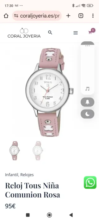 Reloj Tous niña rosa y plateado