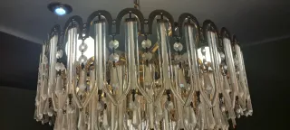 Gran lámpara de techo de cristal de roca y metal