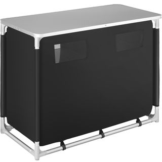 Armario de camping con 6 compartimentos, negro