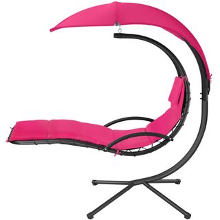 Tumbona colgante toldo grande protección UV 195 x 132 x 197 cm rosa