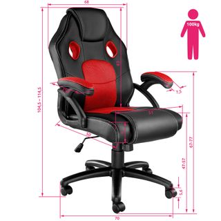 Silla gaming de escritorio giratoria con respaldo ajustable, rojo