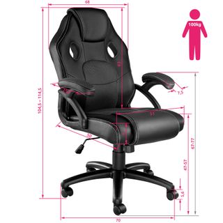 Silla gaming de escritorio giratoria con respaldo ajustable, negro