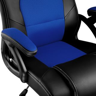 Silla gaming de escritorio giratoria con respaldo ajustable, azul