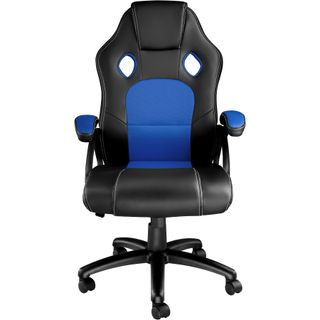 Silla gaming de escritorio giratoria con respaldo ajustable, azul