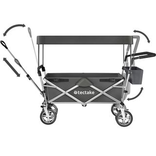 Carrito de mano plegable y estable con bolsa de transporte gris