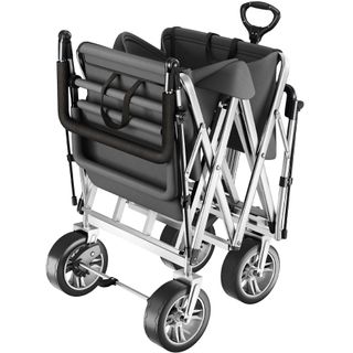 Carrito de mano plegable y estable con bolsa de transporte gris