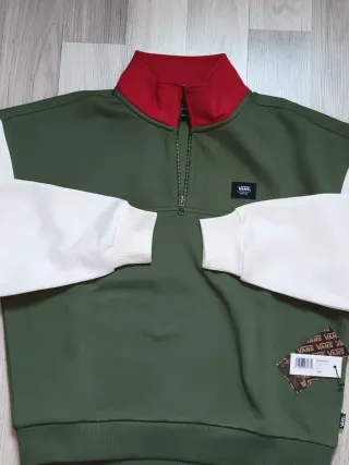 Sudadera Vans cremallera cuello rojo