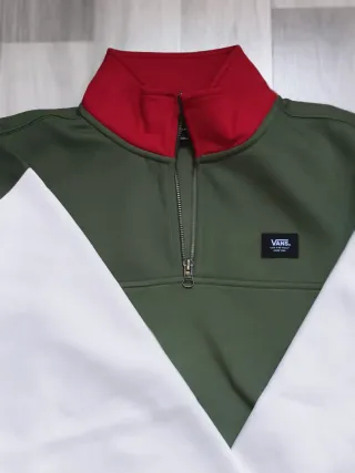 Sudadera Vans cremallera cuello rojo