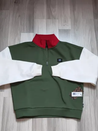 Sudadera Vans cremallera cuello rojo