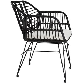 Conjunto de jardín para 2 personas, poliratán, filigrana, negro