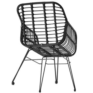 Conjunto de jardín para 2 personas, poliratán, filigrana, negro