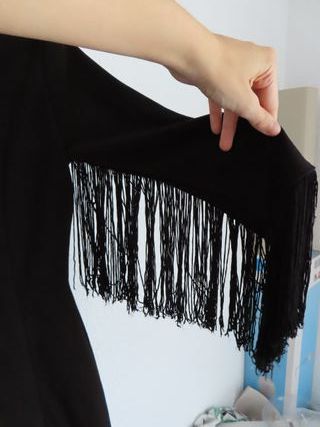 Vestido Zara Negro Flecos Talla XS