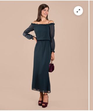 Vestido largo escote Bardot talla XS