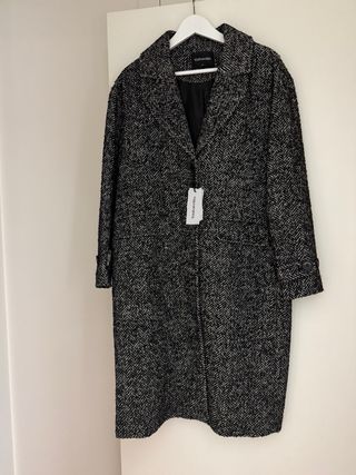 Abrigo mezcla lana espiga gris T-M Tintoretto