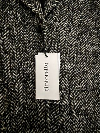 Abrigo mezcla lana espiga gris T-M Tintoretto