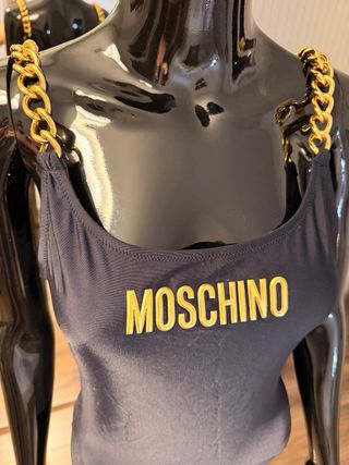 Bañador Moschino Negro con Cadena Dorada