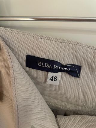 Pantalones Elisa Ribera Talla 46 Marfil
