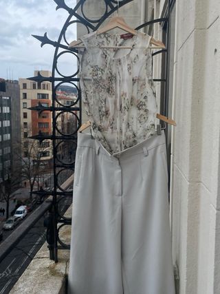 Pantalones Elisa Ribera Talla 46 Marfil