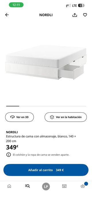 Estructura Cama NORDLI + Colchón MATRAND