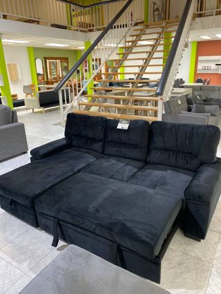 Sofá Cama Chaise Longue 3 Plazas Negro