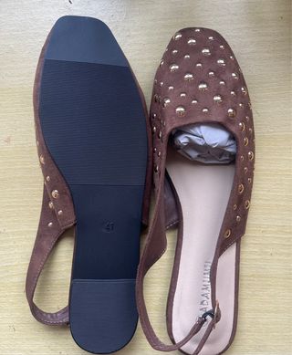 ADAMUMU Bailarinas Marrones con Tachuelas Doradas