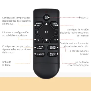 Chimenea Eléctrica Pared 1000W/2000W