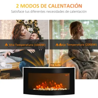 Chimenea Eléctrica Pared 1000W/2000W