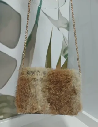 Bolso pelo beige y marrón