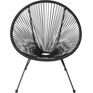 Set de 2 sillas de jardín con mesa de estilo retro Acapulco negro