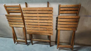 Mesa y 2 Sillas Plegables Jardín Madera