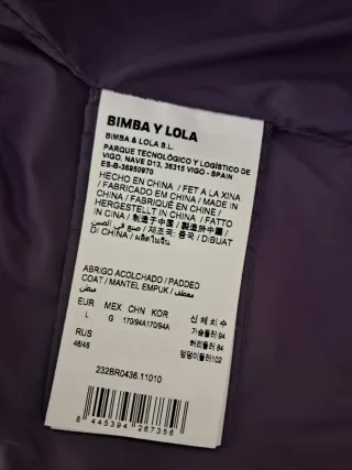 Plumífero Bimba y Lola gris