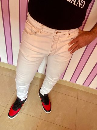Pantalón Vaquero Blanco Zara Talla 42