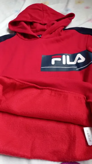 Felpa con cappuccio Fila per bambini rossa