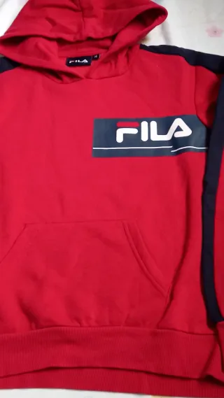 Felpa con cappuccio Fila per bambini rossa