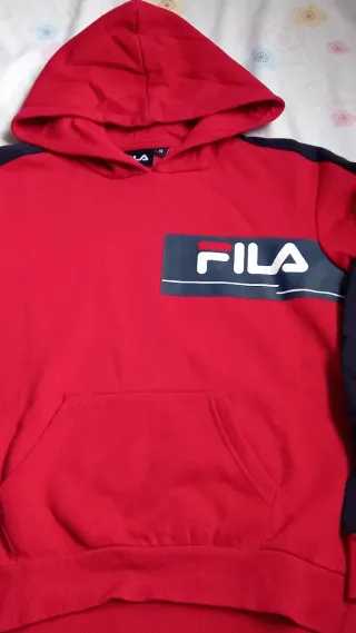 Felpa con cappuccio Fila per bambini rossa