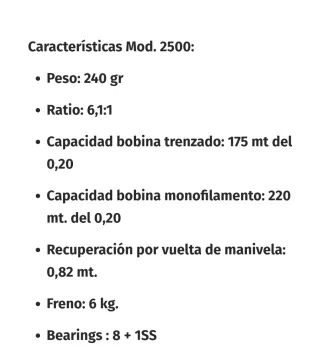 Carrete Cinnetic Raycast CRB4 2500