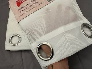 2 Tende Jacquard 135x275 Filtrante Fiori Bianco