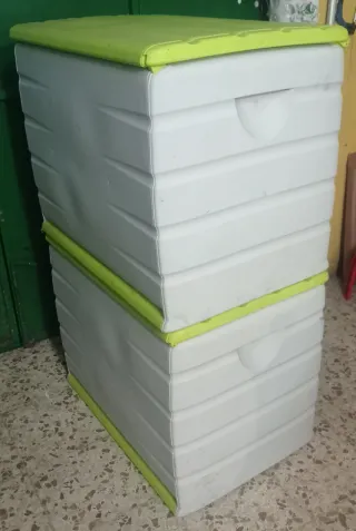 2 Baules de Almacenaje Resina 220L Blanco/Verde