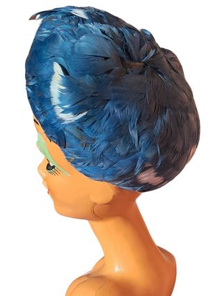 Sombrero vintage 50s Pillbox plumas